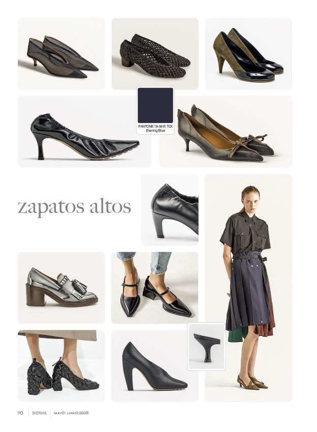 Zapatos altos combinan puntas finas, tramas y tacos