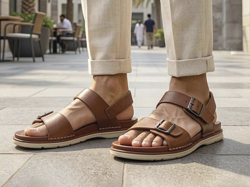 SANDALIAS HOMBRE TENDENCIA CALZADO MARROQUINERIA BOLSOS CARTERAS PRIMAVERA VERANO 2026 SERMA 158p185.jpg Brown tones organize men's sandal collections