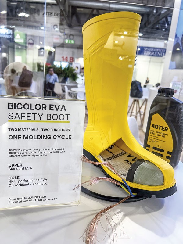 A revolutionary method for injection molding products using two different EVA formulations, combining two colors and two densities. The latest technological trends