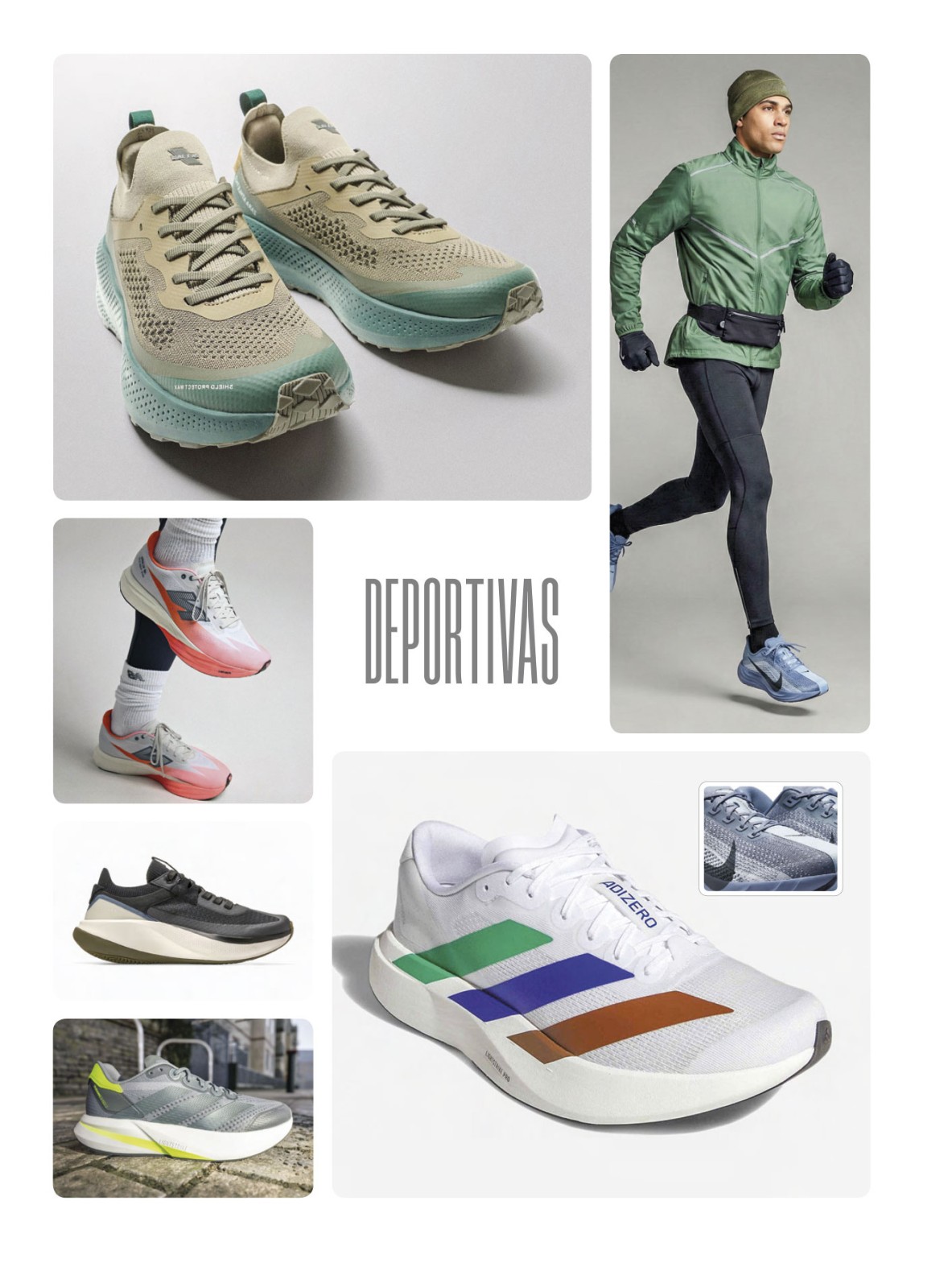 Running sneakers with technical mesh uppers and higher sole profiles