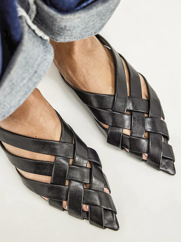 Interwoven materials connect footwear and accessories
