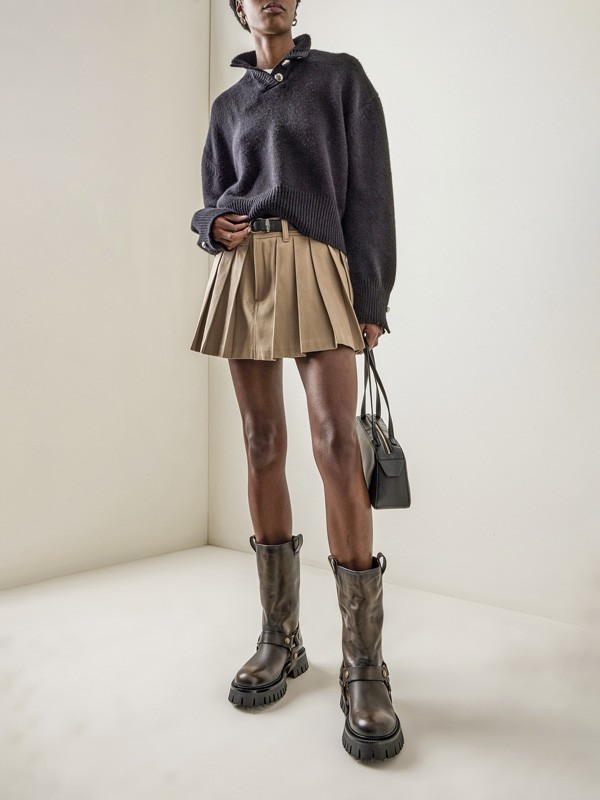 Biker boots with straps, buckles and track outsoles