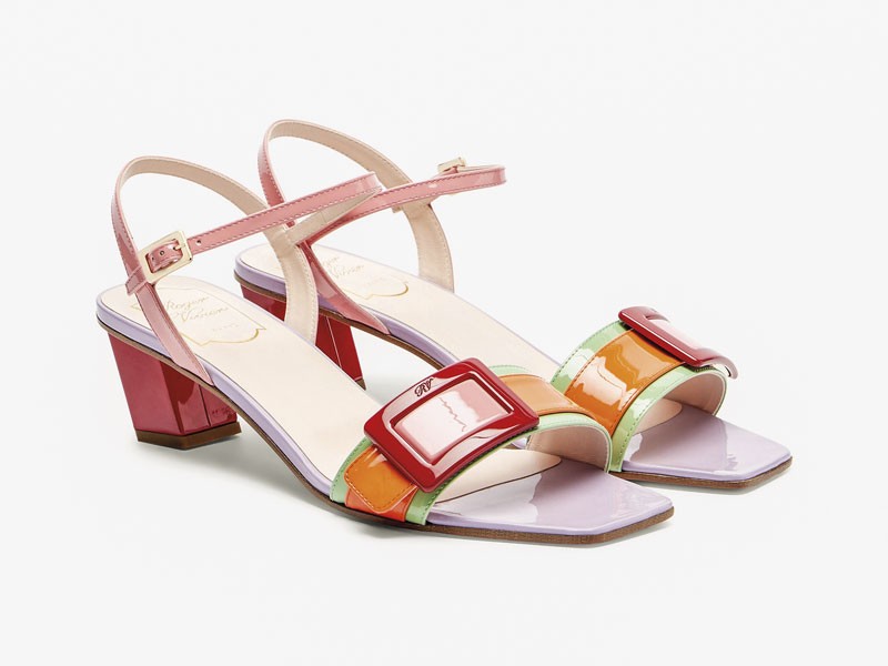 High sandals balance thin straps, color and volume