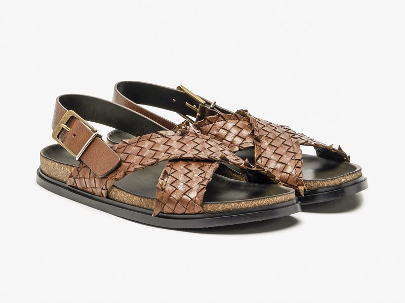 Interwoven materials connect footwear and accessories