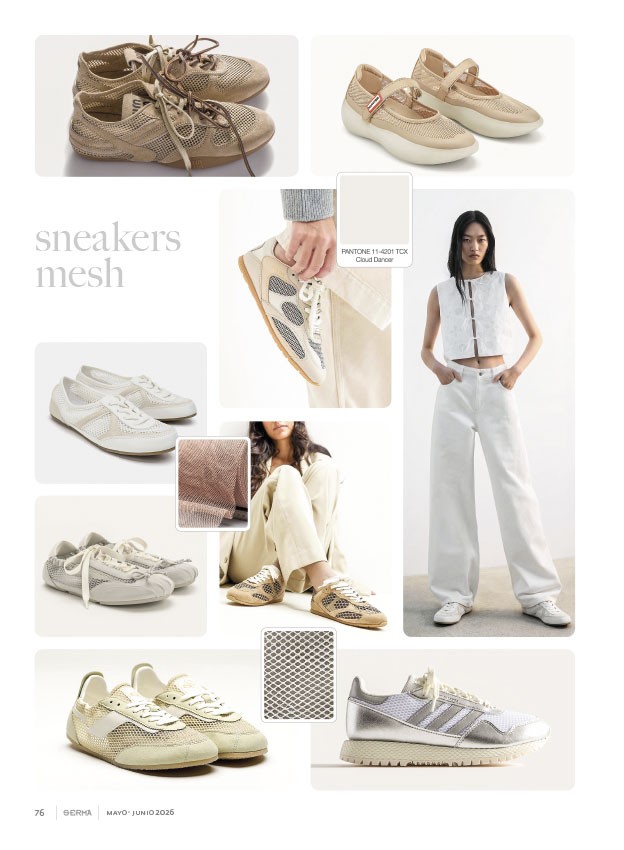 Mesh sneakers lighten uppers through visible open surfaces