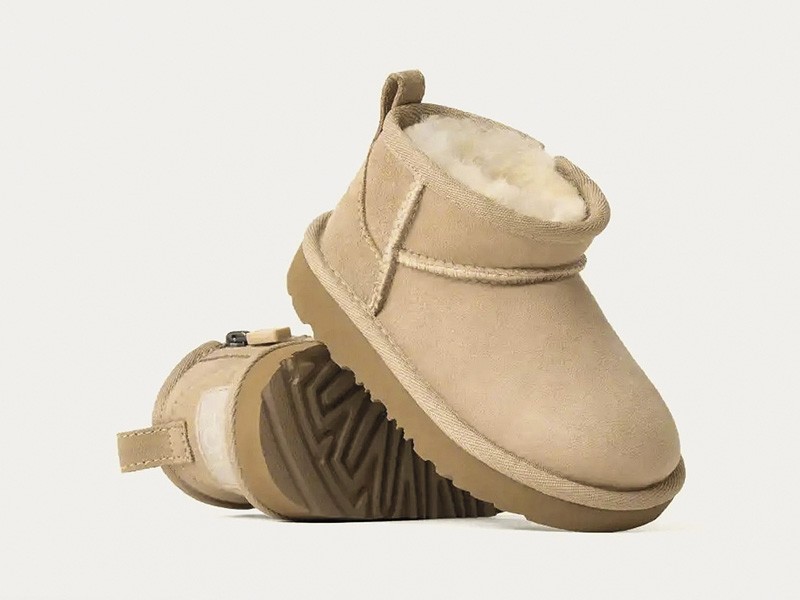 Kids footwear with visible fleece textures and warmth