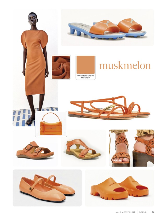 Muskmelon organizes color across uppers, straps and soles