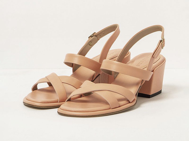 High sandals balance thin straps, color and volume