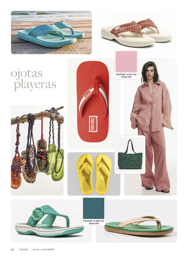 Beach flip-flops build identity through color and flat soles