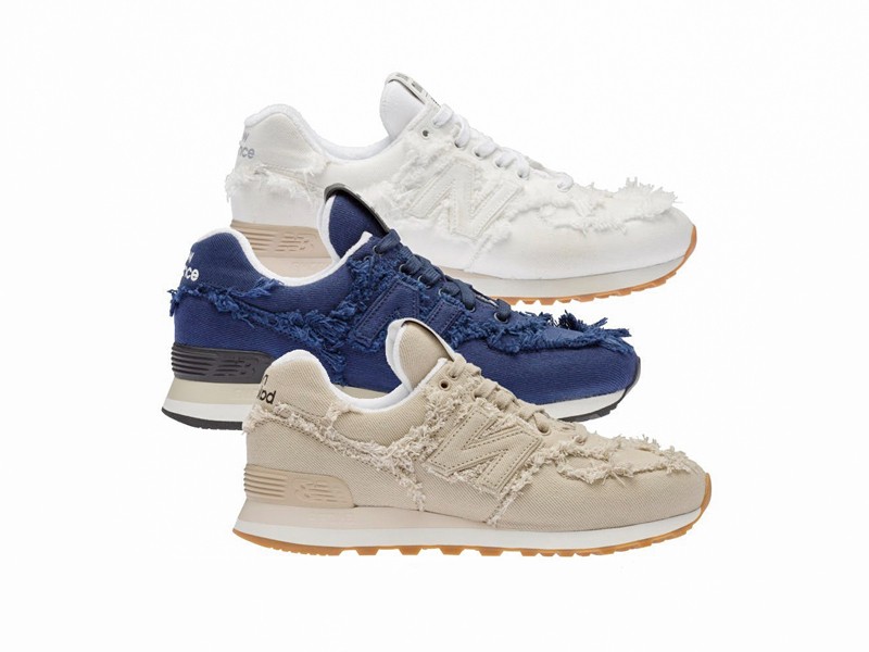 Las zapatillas  deshilachadas de NEW BALANCE y MIU MIU