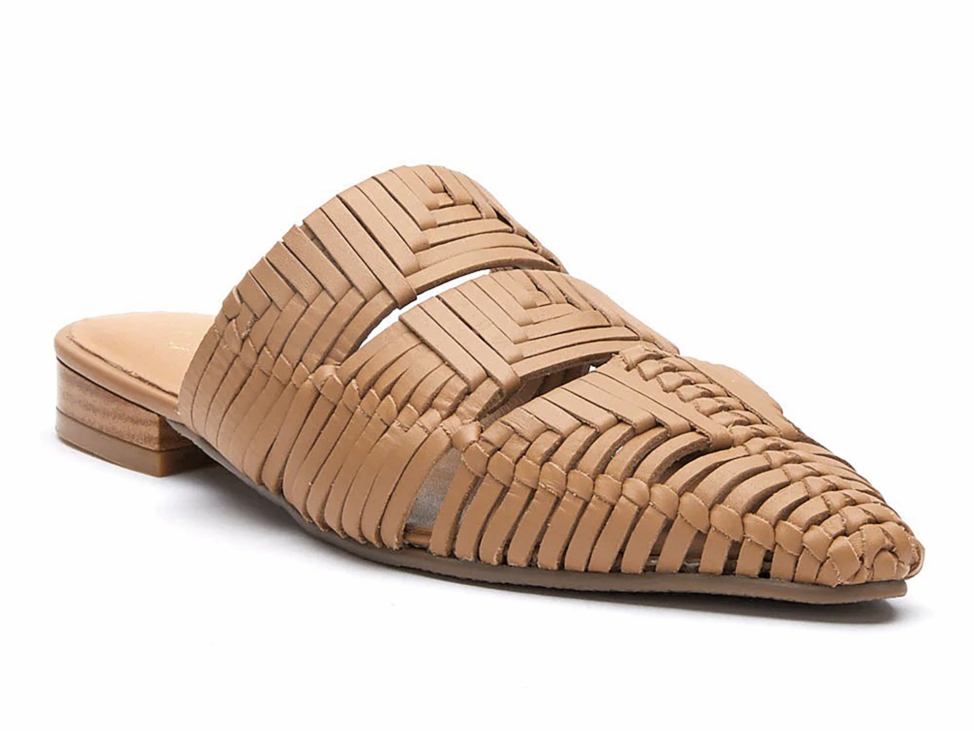 Flat mules with interwoven uppers