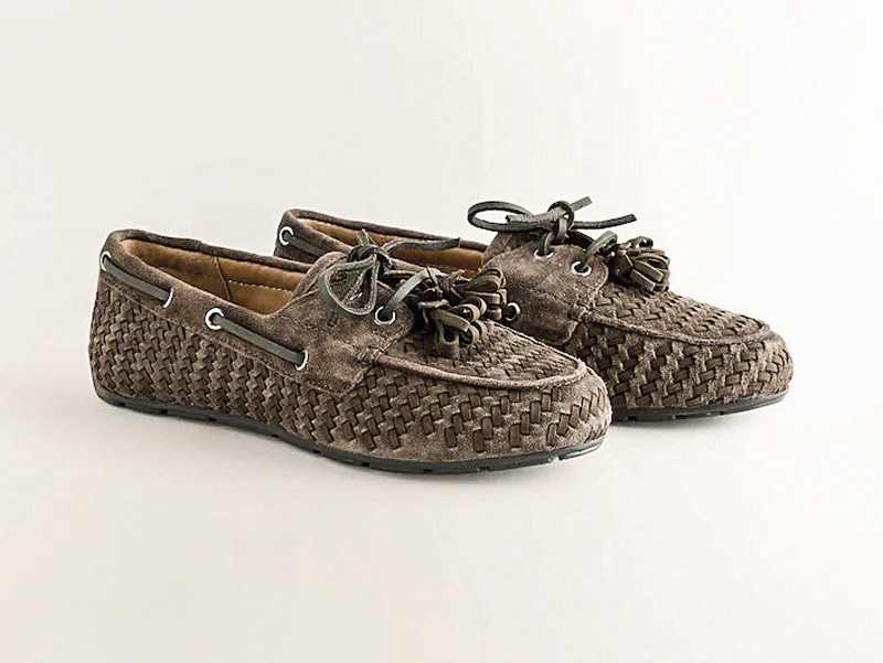 Interwoven materials connect footwear and accessories