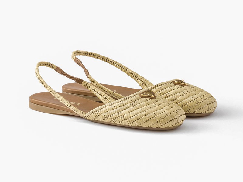 Textured slingbacks highlight pointed toes and back straps