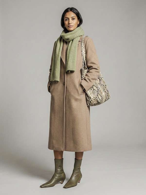 Women's suede boots in camel tones with leather and prints