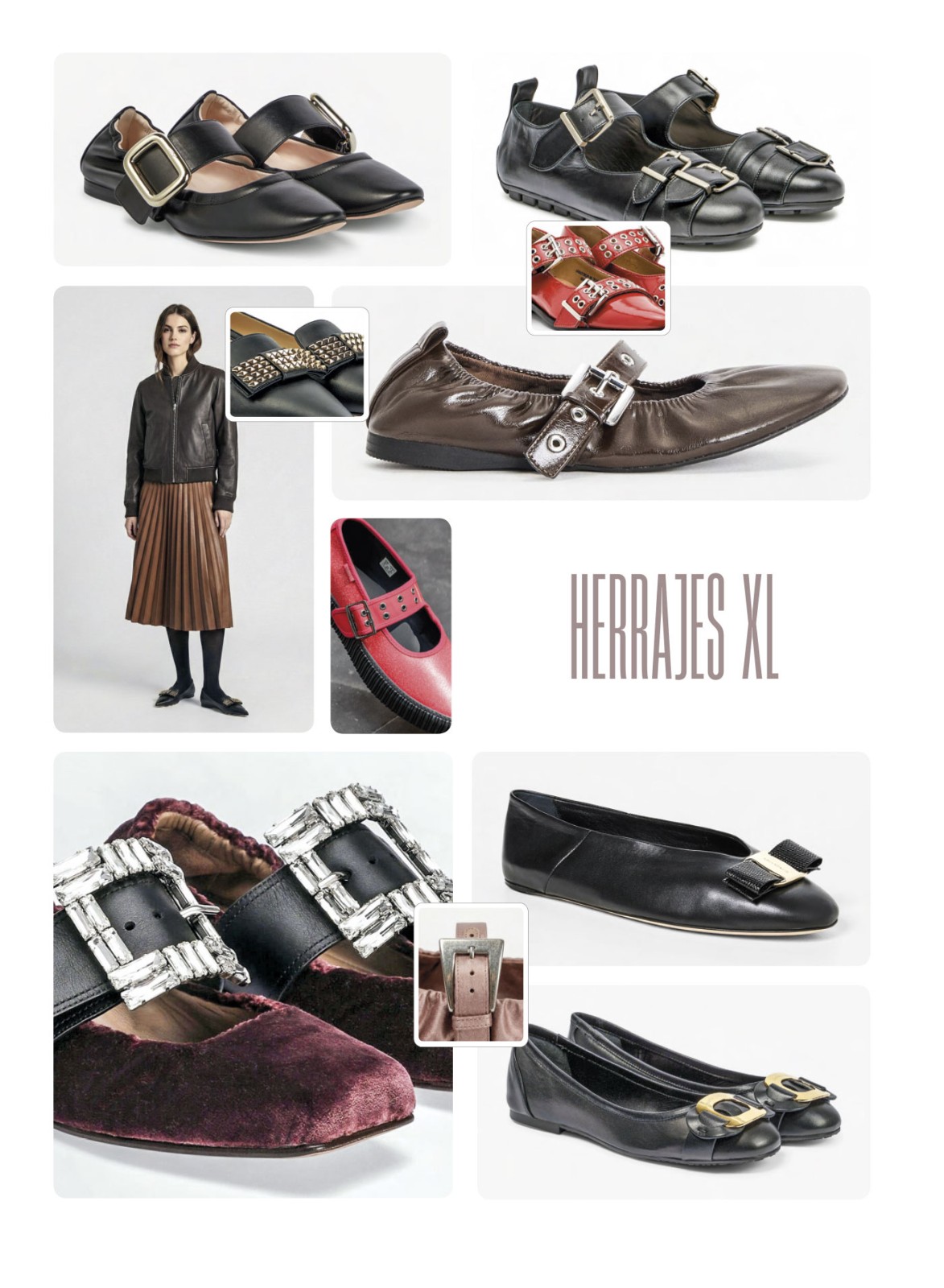 Low shoes with XL hardware on buckles and straps