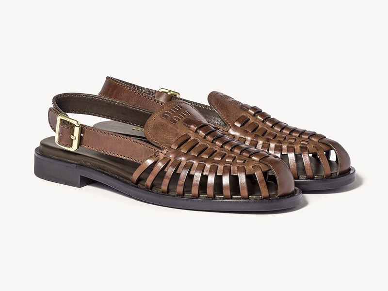 Interwoven materials connect footwear and accessories