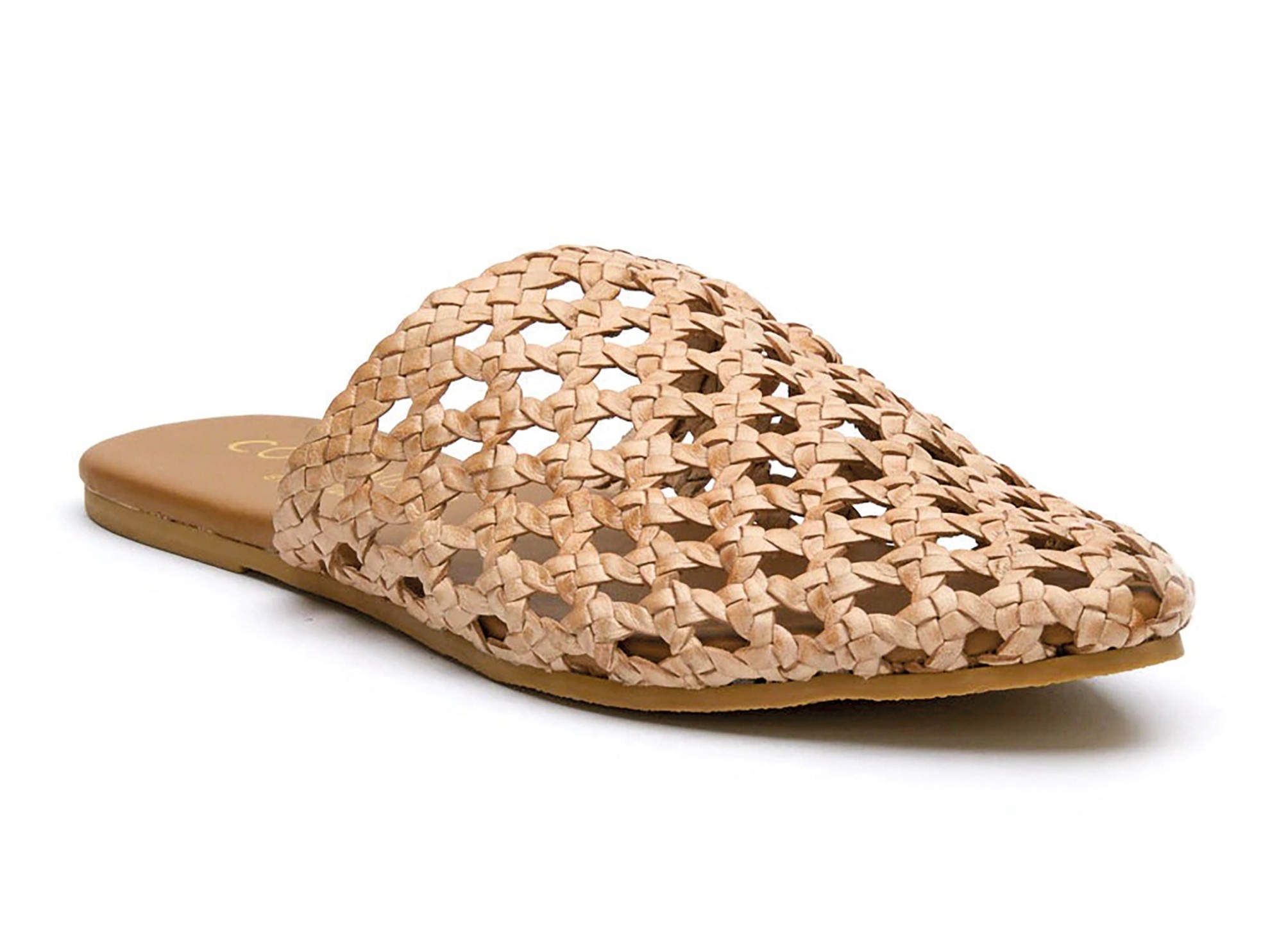 Flat mules with interwoven uppers