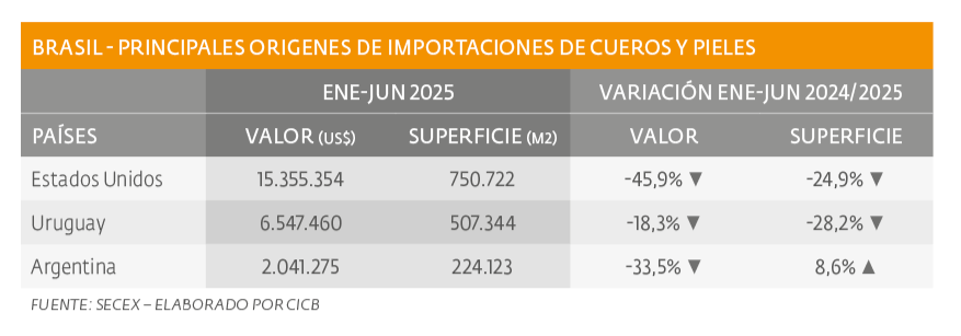 Importaciones brasileñas de cuero caen en el primer semestre