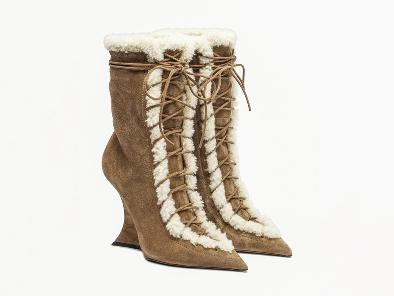 Lace-up dress booties with hardware accents