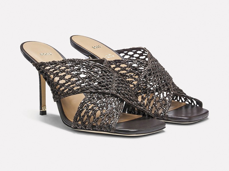 Interwoven materials connect footwear and accessories