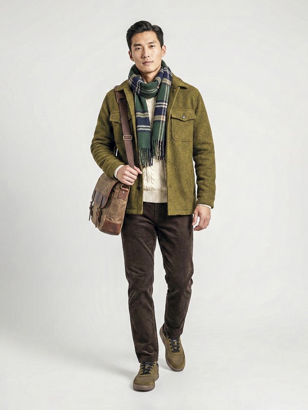 Olive-toned urban sneakers with suede cues and gum sole units