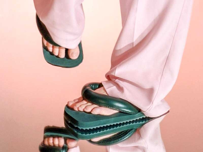 The furor of flip flops and slides with tubular and inflated strips