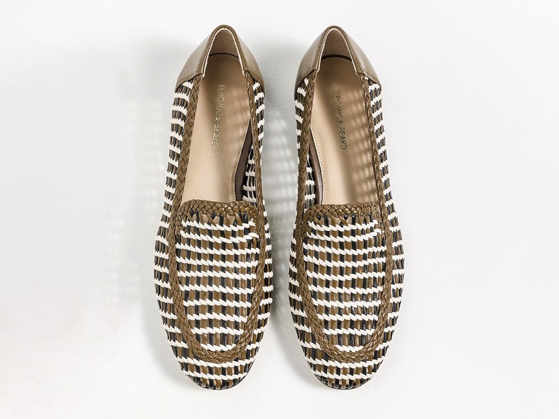 Interwoven materials connect footwear and accessories