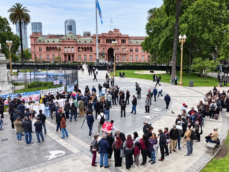 Largas filas de interesados por tener su propio par de calzados. Fabricantes regalaron zapatos en Plaza de Mayo