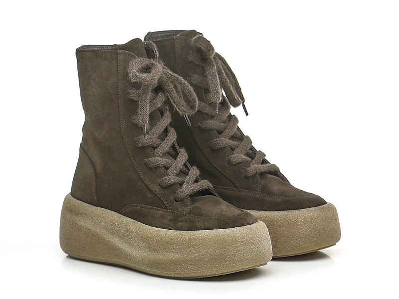 Flat lace-up booties