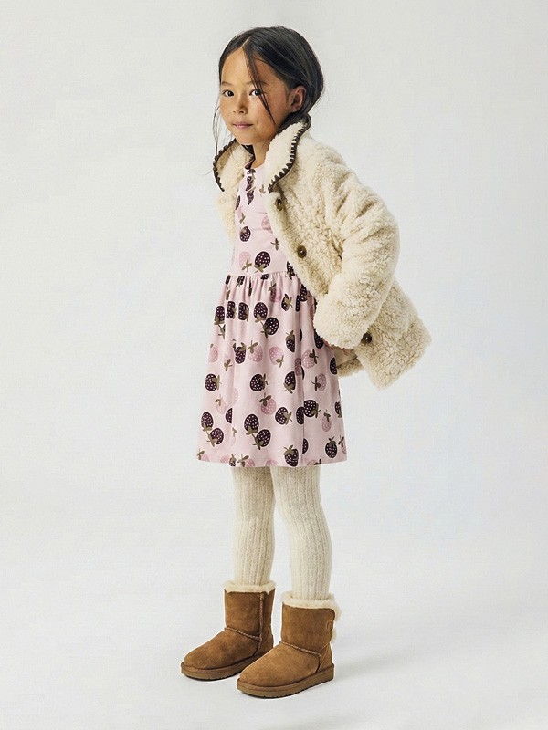 Kids footwear with visible fleece textures and warmth